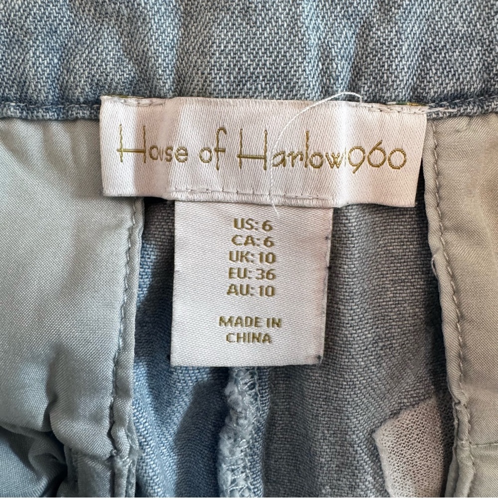 House of Harlow 1960 High Rise Blue Cotton Wide Leg Pants Womens Sz. 6 - Picture 7 of 11